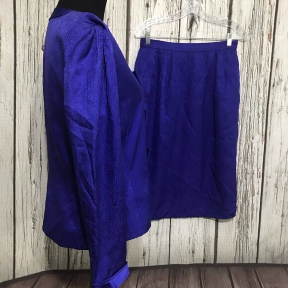 Adrianna Papell Purple Silk Skirt Suit Size 10 - Picture 4 of 8